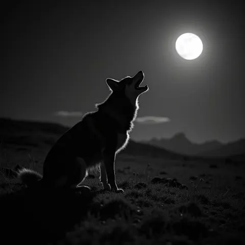 Fenrir Howling at the Nordic Moon