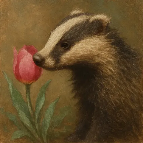 Exquisitely Detailed Oil Painting Depicts a Young Badger