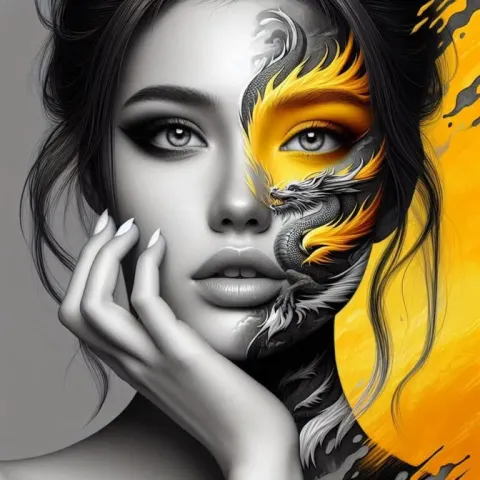 Hyper Realistic Portrait with Dragon Art