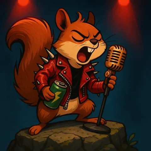 Lively Squirrel with a Rebellious Punk Rock Vibe