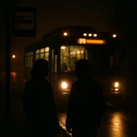 Two People Stand in Shadow
