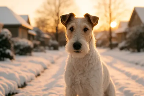 Amidst Snow-covered Rooftops and Driveways on a Crisp Winter