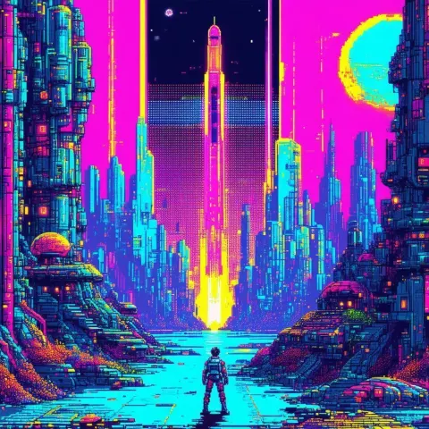 KI Experte in Retro Futuristic Pixels
