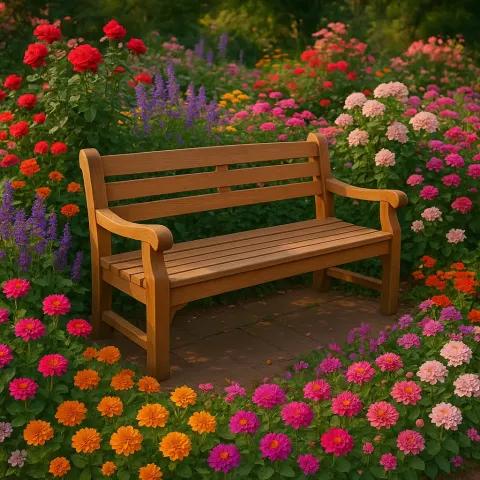 Wooden Bench in a Park