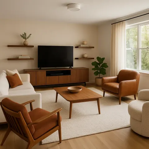 Large Living Area Featuring Various Seating Arrangements and a Sleek