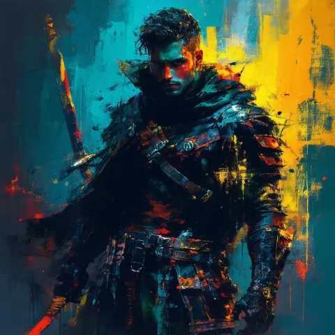 Fantasy Rogue in Gritty Spray Paint Graffiti