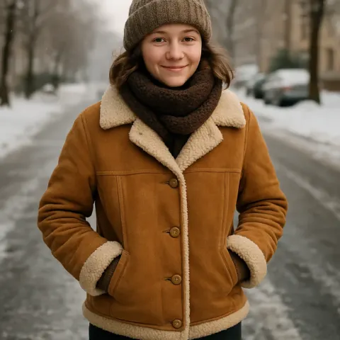 Snug Wearer Stays Warm on the Frozen Sidewalk