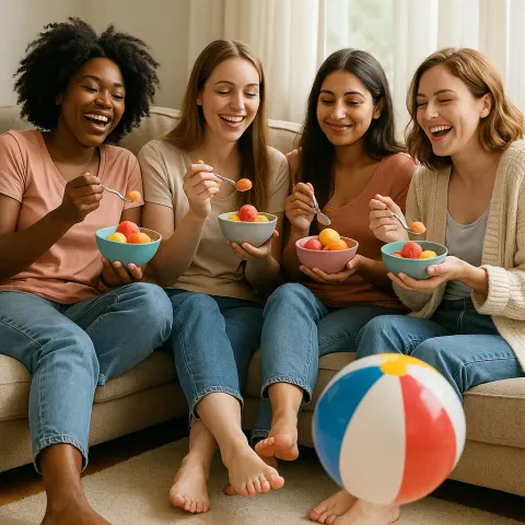 Beach Ball Bounces Gently Across the Room