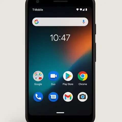 Smartphone with a Black Sleek Design Displaying an Android Home