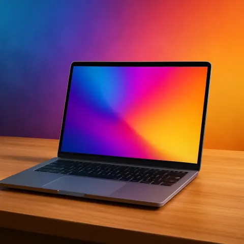 Contemporary Laptop Placed on a Wooden Desk