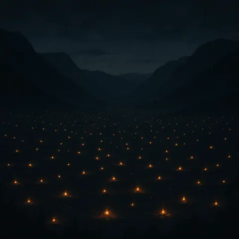 Countless Distant Campfires Twinkle Like Fallen Stars Across a Vast