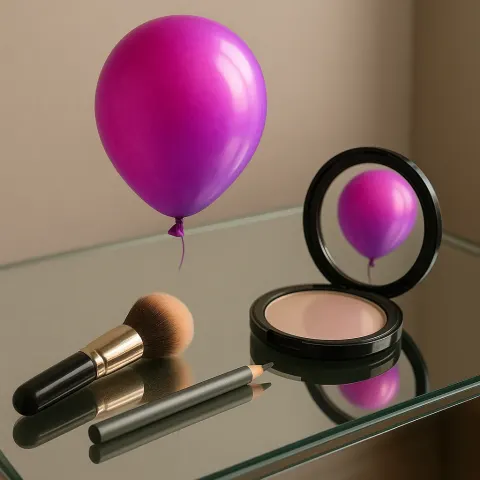Vividly Colored Balloon in Pink and Violet Hues Glides Gently