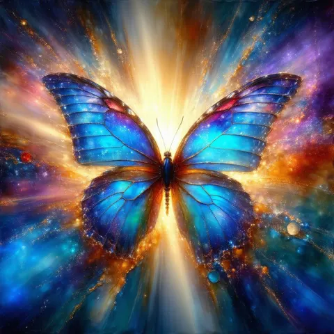 Encaustic Butterfly Melting Into Deep Space