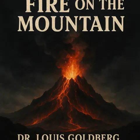 Flaming Mountain with Smoke Rising under a Dark Sky