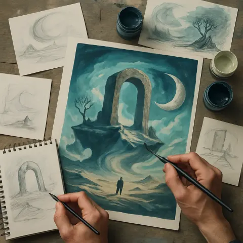 Concept Art of a Surreal Dreamscape