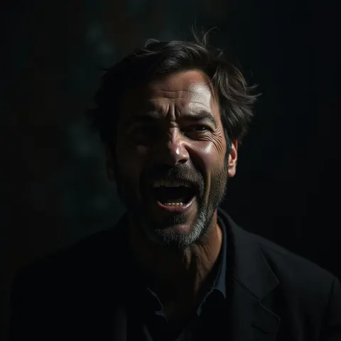 Contorted Face in High Budget Chiaroscuro