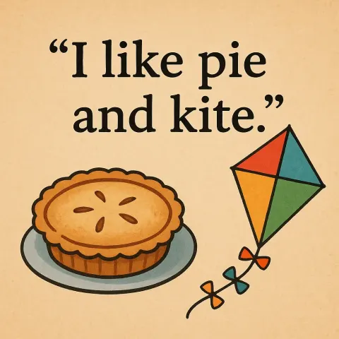 Write a Four-word Sentence About Pie and Kite