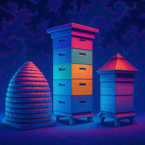 Three Distinct Apiaries—a Traditional Skep of Woven Straw