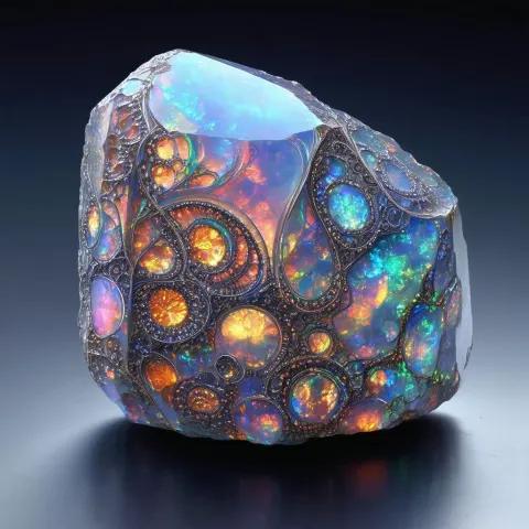 Opal Stone With Intricate Fractal Patterns