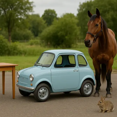 Describe a Vehicle That Is Bigger Than a Rabbit But