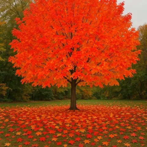Maple Tree Displaying Vivid Autumn Colors