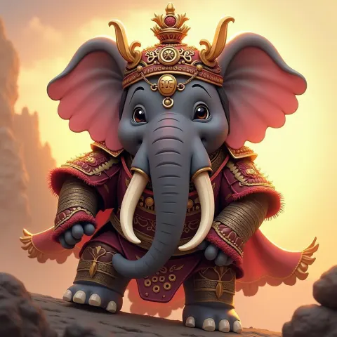 Anime Elephant Clad in Korean Armor