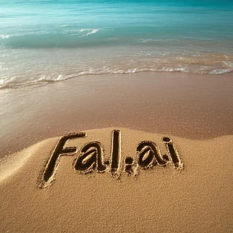 Fal AI Written in Golden Beach Sand