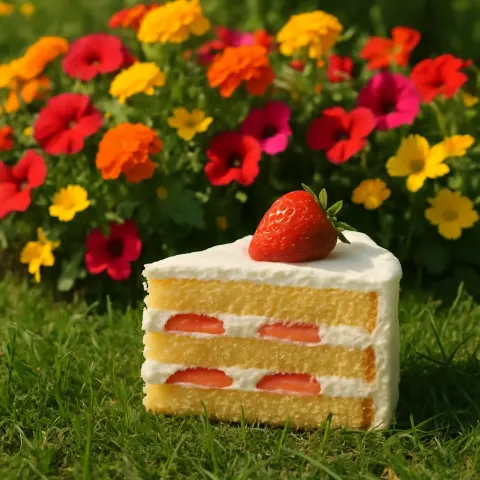 Piece of Cake Lying on the Grassy Ground