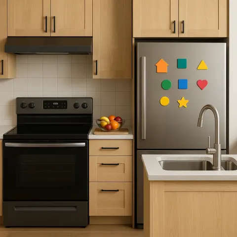Functional Kitchen Design Showcases a Black Stainless Steel Stove Embedded