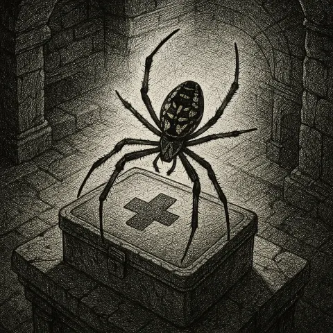 Black and Gold Garden Spider on a Medicine Chest