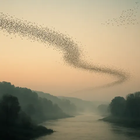 Countless Migrating Birds Form a Vast