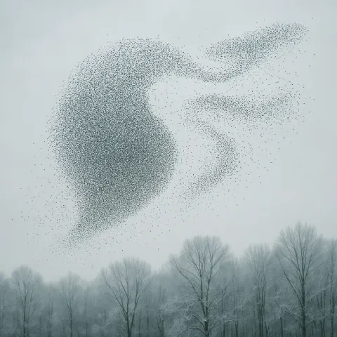 Immense Flock of Starlings Forms Dynamic