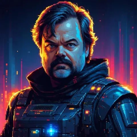 8 Bit Jack Black in Glowing Tech Wear