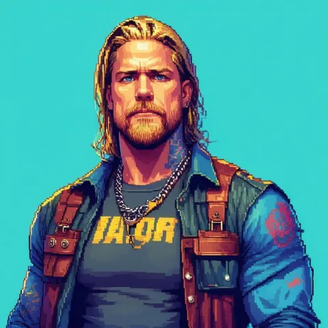Jax Teller Pixel Portrait in 8 Bit