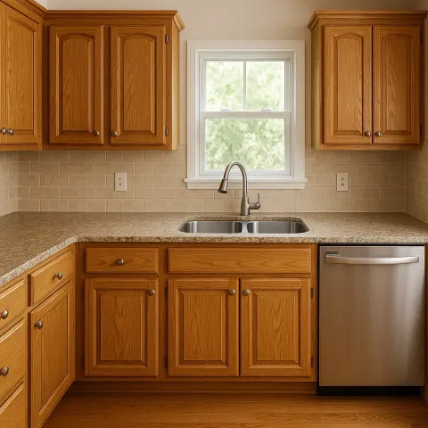 Kitchen Featuring Oak Cabinetry