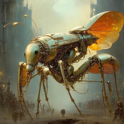 Steampunk Robot Mantis Concept Render