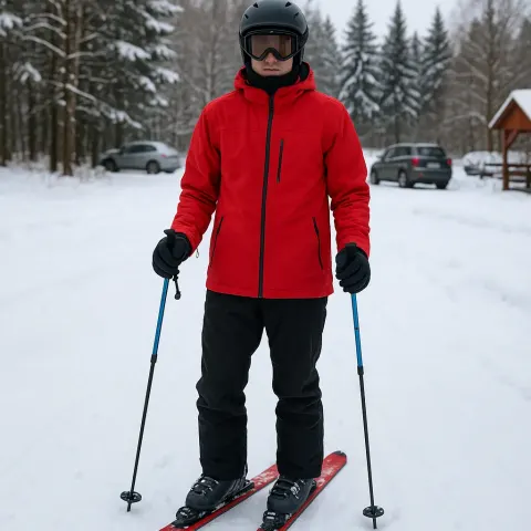 Person Wearing a Red Jacket