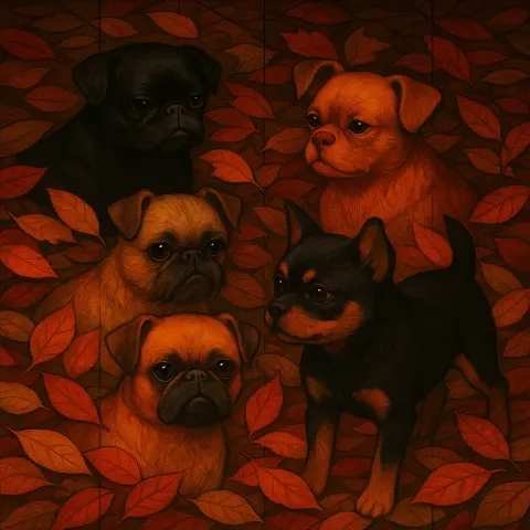 Autumnal Leaves Carpet of Vibrant Colors Is Touched by Dim