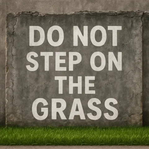 Bold White Lettering Spells Out 'DO NOT STEP