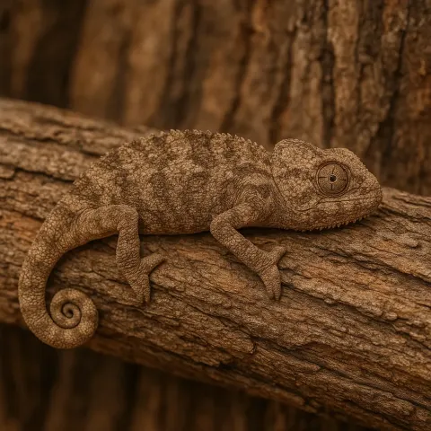Chameleon Camouflaging Perfectly with the Rugged Surface