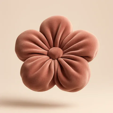 {🌸} as a Soft Three-dimensional Object Covered in a Velvet-textured