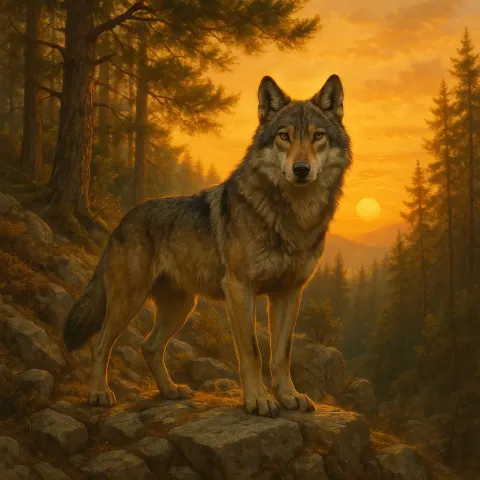 Imposing Italian Wolf Perched on a Rugged Hillside