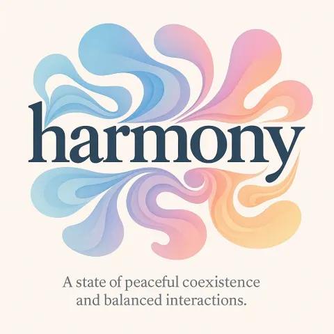 Devise a Design Where the Term "harmony" Is Creatively Embedded