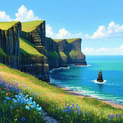 Cliffs of Moher in Blocky Pixel Serenity