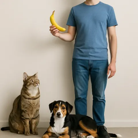 Someone Is Standing to the Right of a Cat