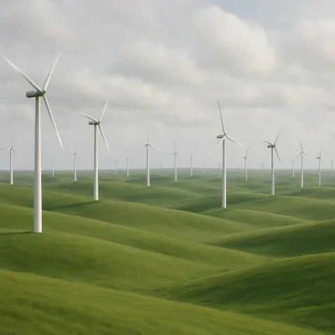 Many Distant Wind Turbines