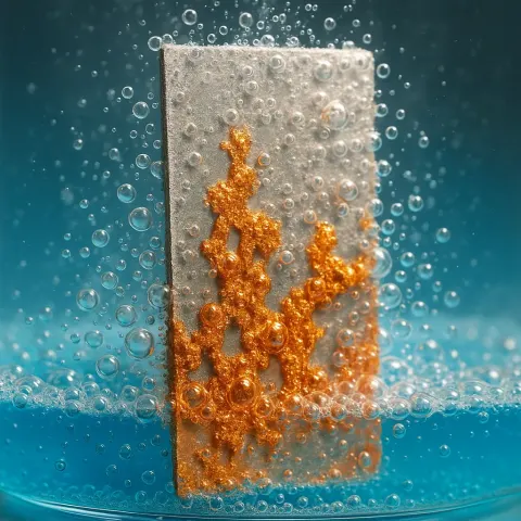 Slender Magnesium Sheet Submerged in a Solution of Copper Sulfate