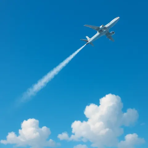 Gleaming Silver Aircraft Glides Through a Radiant Azure Sky
