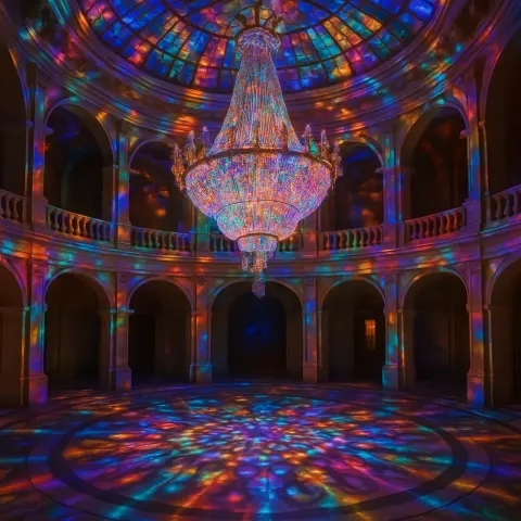 Atrium's Chandelier Started to Glimmer Intensely