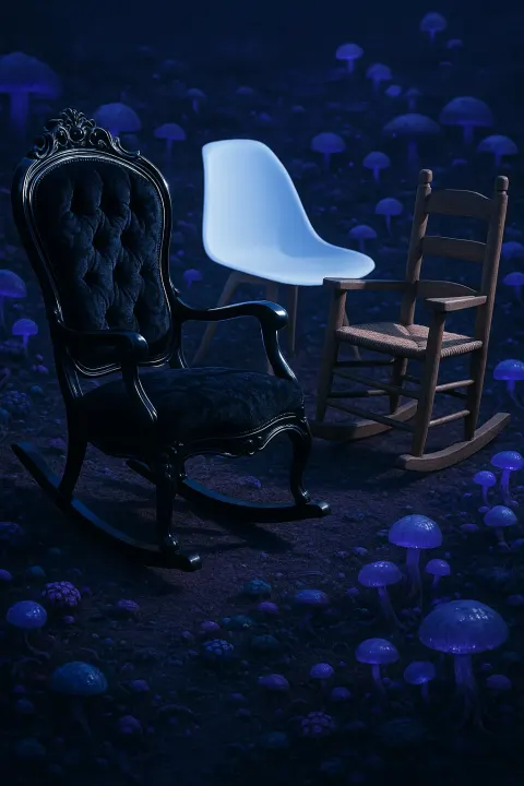 Against a Terrain Covered in Pulsating Alien Flora and Bioluminescent
